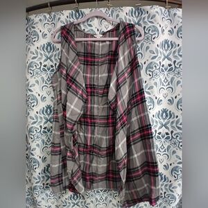 Cato Gray and Pink Plaid Vest